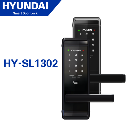 Hyundai 智能指紋密碼門鎖 - 把手式 - 黑框 (HY-SL1302B)