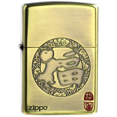 Zippo -【日版】福氣小狗(拉絲金)防風打火機