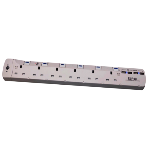 EIGHT 6位13A+4組USB充電 3.2A輸出 防雷拖板 E6P4U (白色)