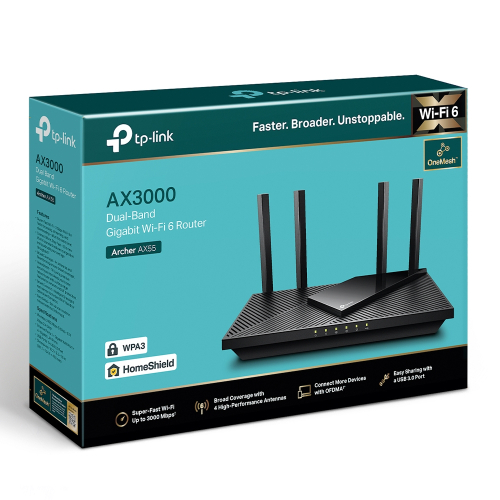 TP-Link Archer AX55 AX3000雙頻雙核心Gigabit OFDMA MU-MIMO WiFi6無綫路由器