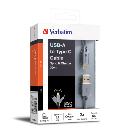 Verbatim USB-A to Type C 充電傳輸線