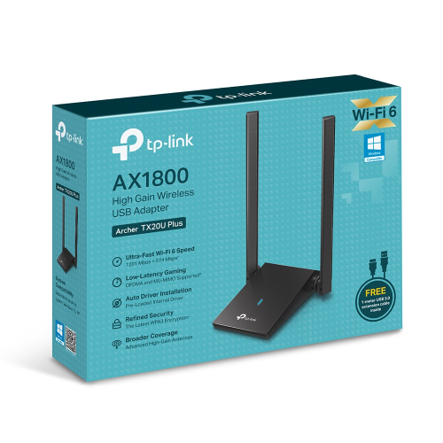 TP-Link - Archer TX20U Plus AX1800 高增益 USB Wi-Fi 6 接收器