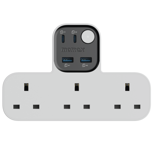 Momax 1-Charge Work Flow USB + 3口T型插座 - 白色 #US19UKW