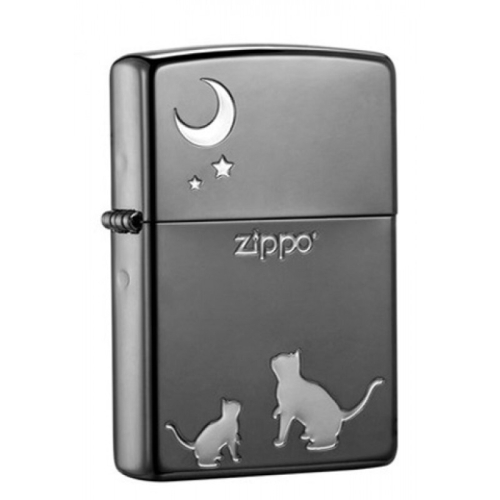 Zippo -【日版】喵望星空-黑色 防風打火機