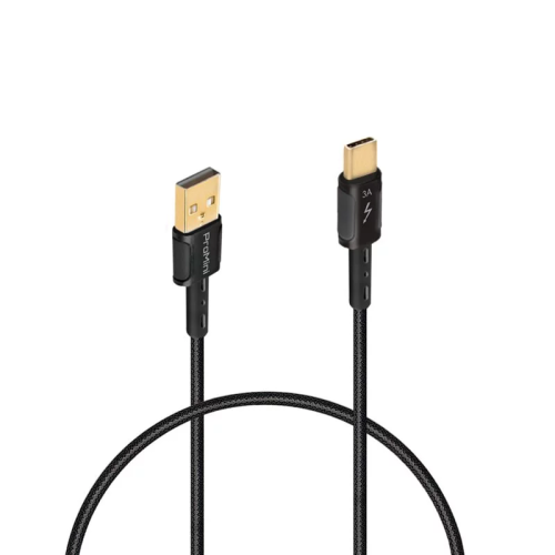 PROMINI Type-C to USB 快充銅製數據傳輸線-1.2M黑色